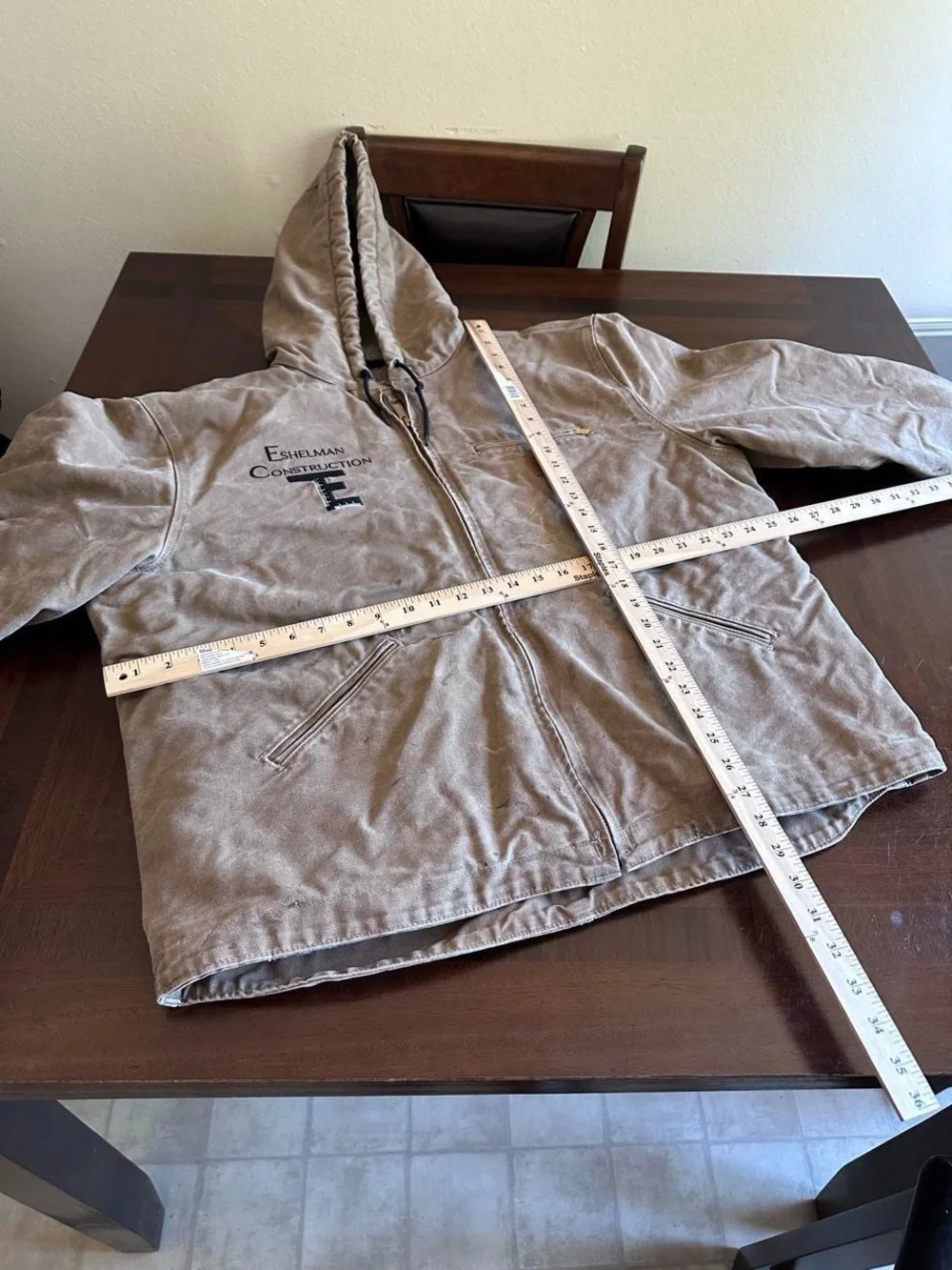 Carhartt Detroit Style Hooded Jacket Men’s XL Faded Canvas Embroidered
